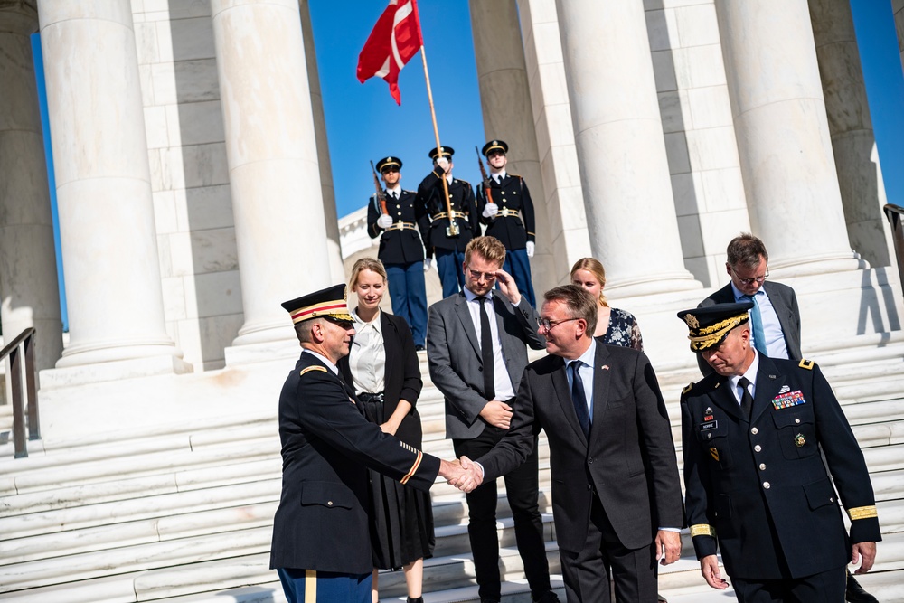 Danish Minister of Defence Morten Bødskov Participates in an Armed Forces Full Honors Wreath-Laying Ceremony at the Tomb of the Unknown Soldier