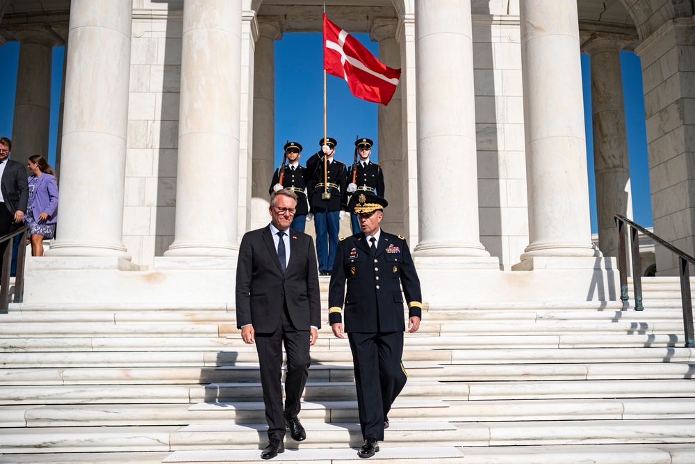 Danish Minister of Defence Morten Bødskov Participates in an Armed Forces Full Honors Wreath-Laying Ceremony at the Tomb of the Unknown Soldier