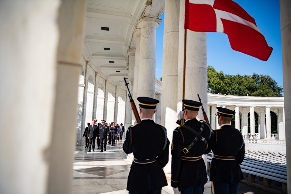 Danish Minister of Defence Morten Bødskov Participates in an Armed Forces Full Honors Wreath-Laying Ceremony at the Tomb of the Unknown Soldier