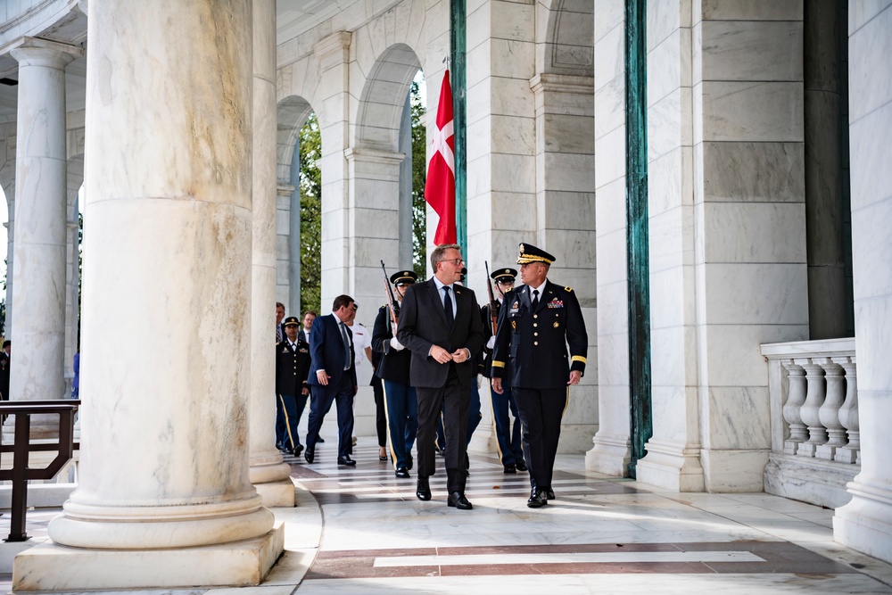 Danish Minister of Defence Morten Bødskov Participates in an Armed Forces Full Honors Wreath-Laying Ceremony at the Tomb of the Unknown Soldier