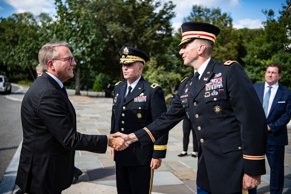 Danish Minister of Defence Morten Bødskov Participates in an Armed Forces Full Honors Wreath-Laying Ceremony at the Tomb of the Unknown Soldier