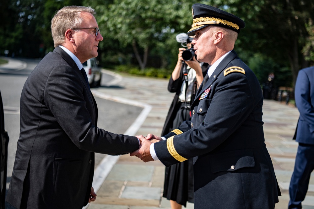 Danish Minister of Defence Morten Bødskov Participates in an Armed Forces Full Honors Wreath-Laying Ceremony at the Tomb of the Unknown Soldier