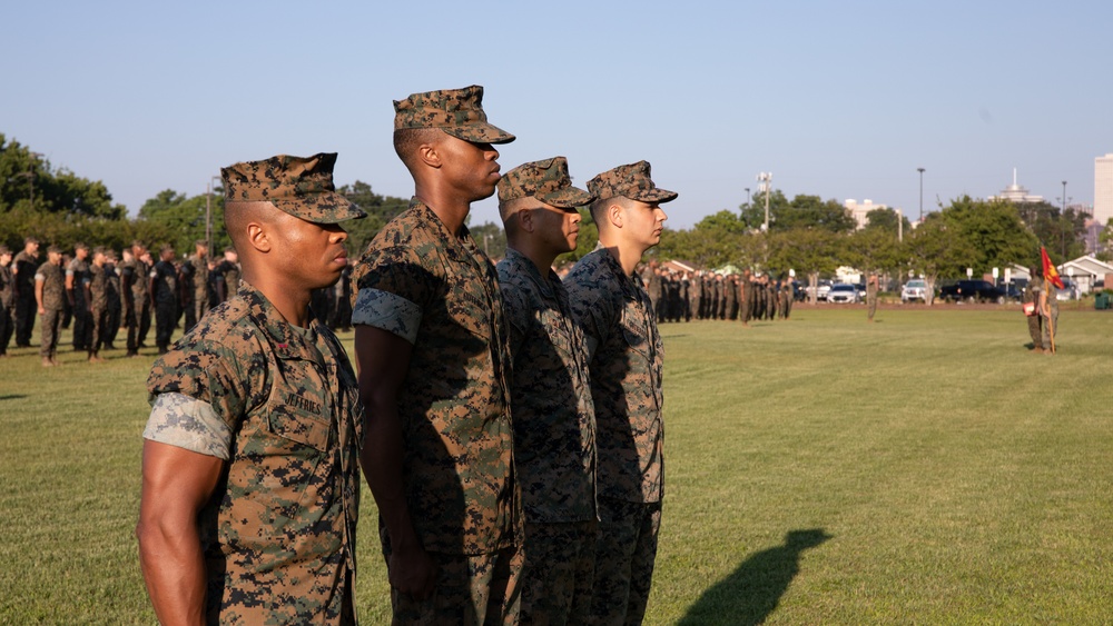 Headquarters Battalion, Marine Forces Reserve, recognizes Marines during battalion formation