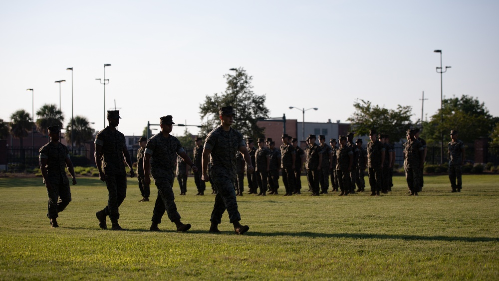 Headquarters Battalion, Marine Forces Reserve, recognizes Marines during battalion formation