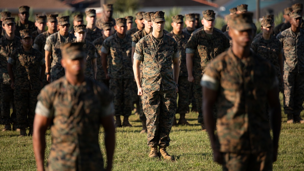 Headquarters Battalion, Marine Forces Reserve, recognizes Marines during battalion formation