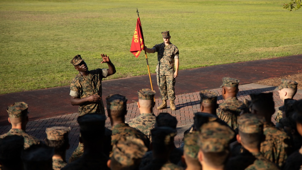 Headquarters Battalion, Marine Forces Reserve, recognizes Marines during battalion formation