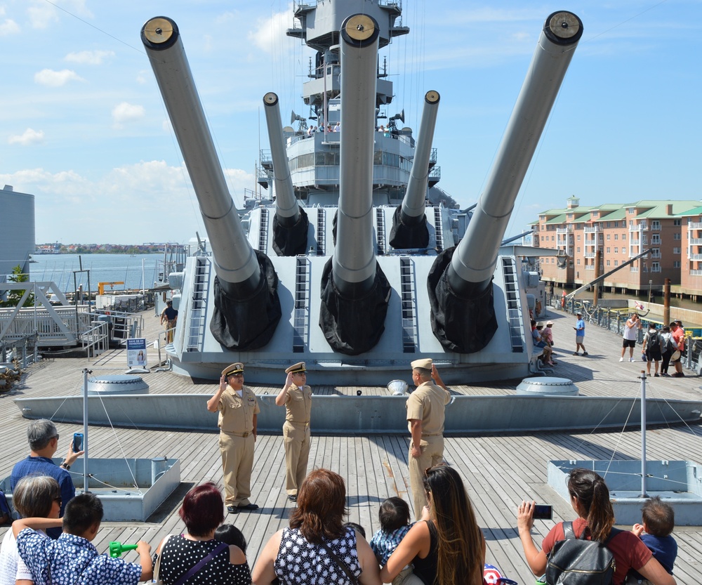 Naval Museum hosts a promotion ceremony aboard Battleship Wisconsin