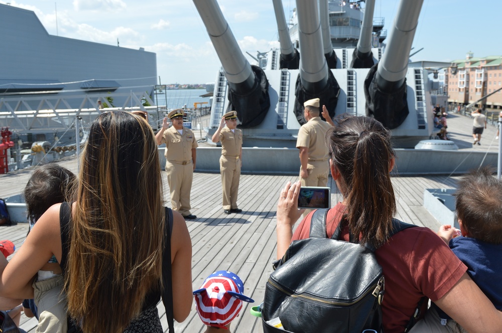 Naval Museum hosts a promotion ceremony aboard Battleship Wisconsin