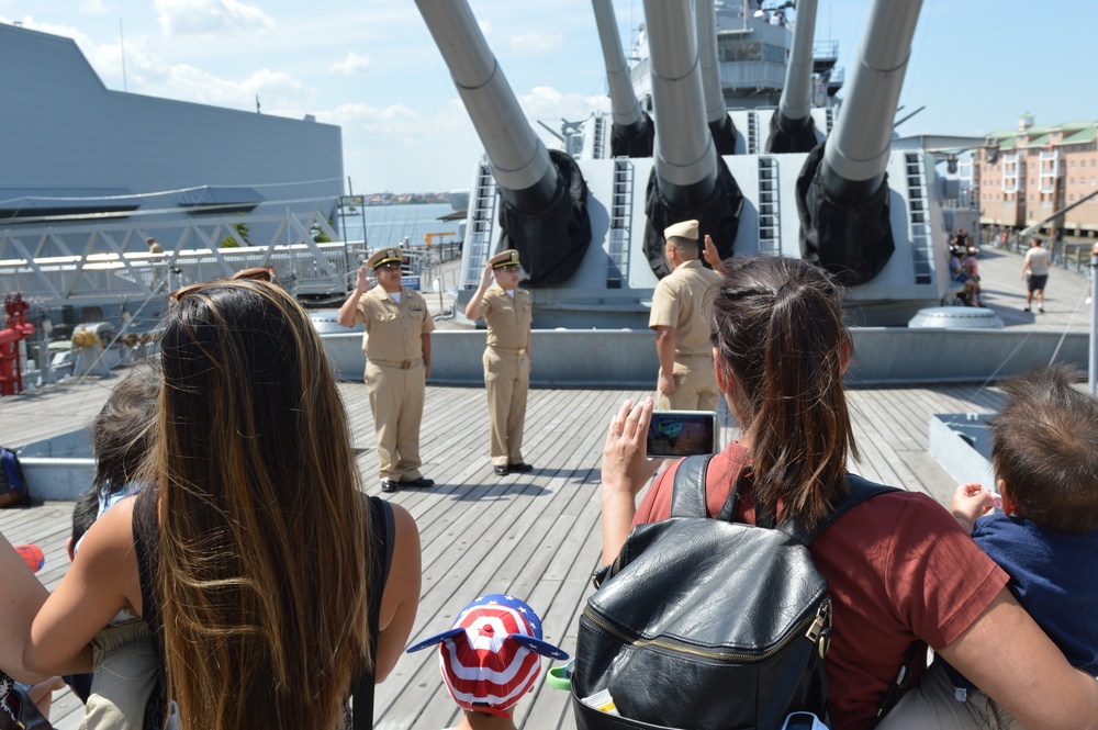 Naval Museum hosts a promotion ceremony aboard Battleship Wisconsin