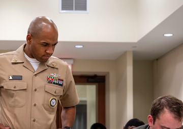 Sailors participate in the Navywide E6 advancement exam