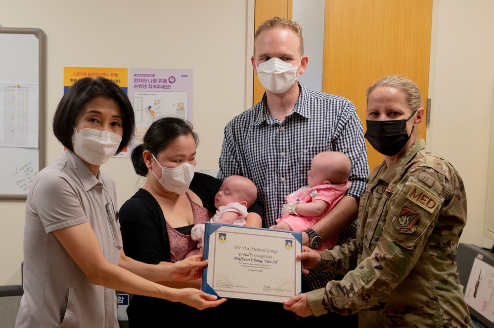 U.S. Air Force Family and Samsung Seoul Hospital Celebrate Discharge of Triplets From NICU