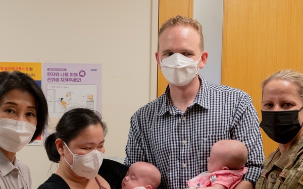 U.S. Air Force Family and Samsung Seoul Hospital Celebrate Discharge of Triplets From NICU