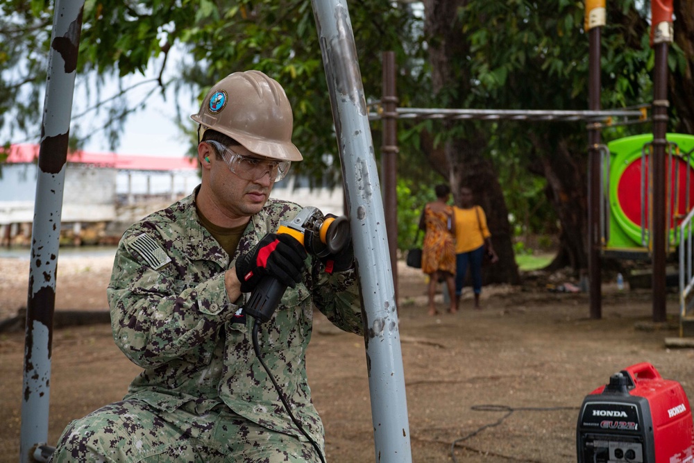 Pacific Partnership 2022 personnel and community members renovate Rove Children’s Park