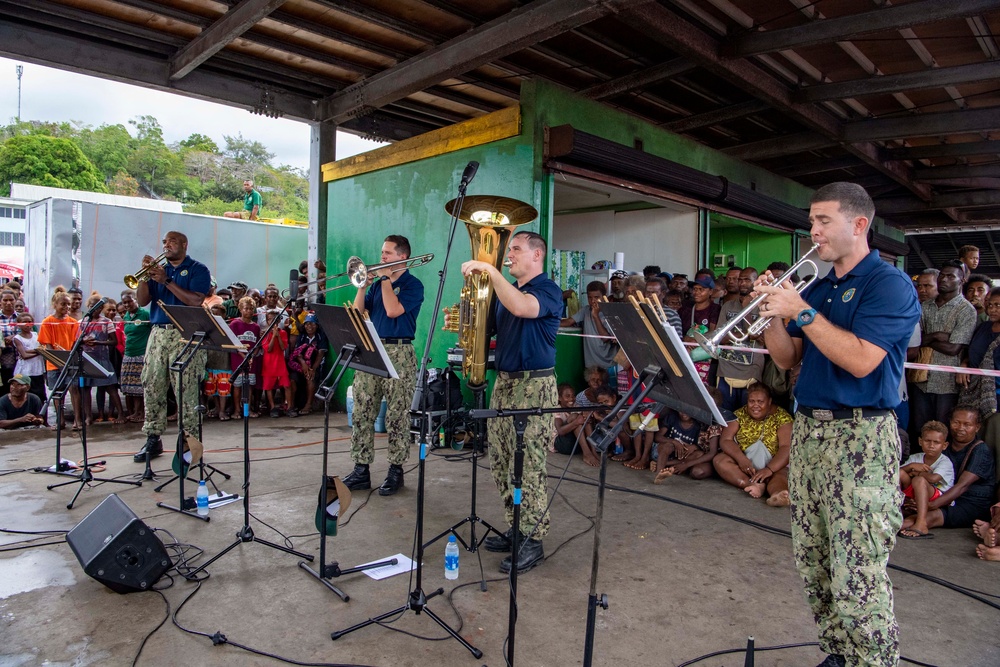 Pacific Partnership 2022 Band plays at Honiara Market