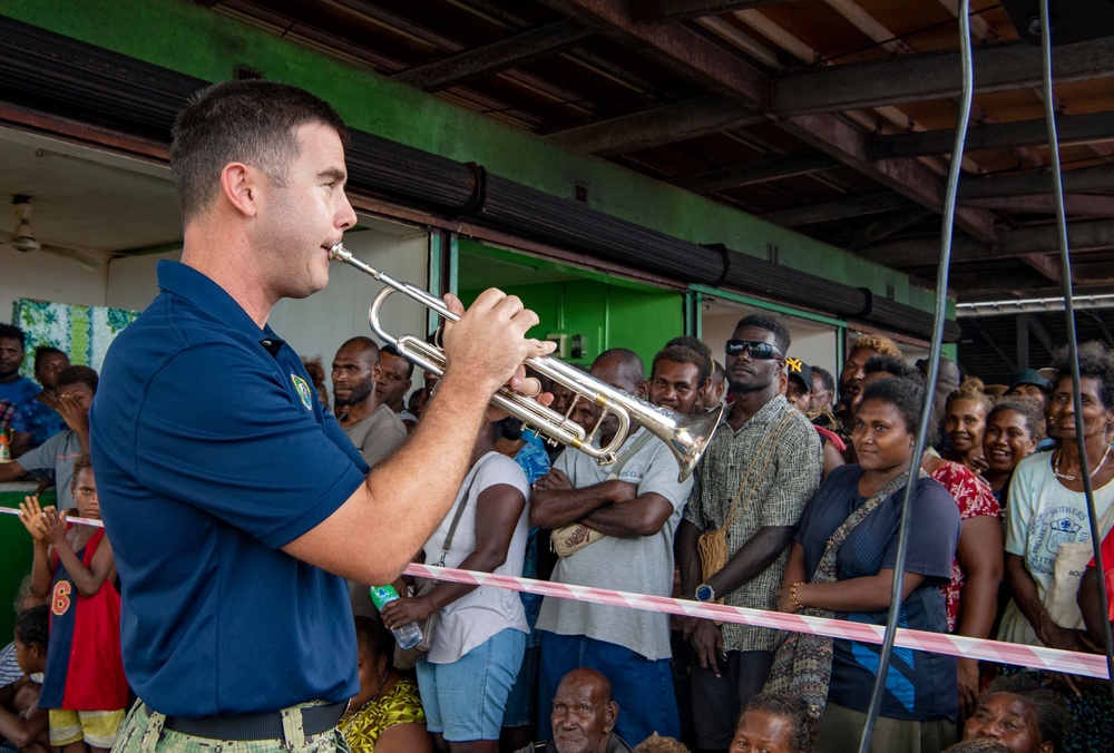Pacific Partnership 2022 Band plays at Honiara Market