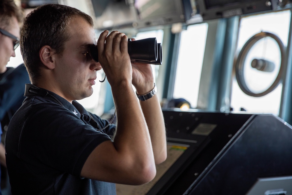 The USS Bainbridge is on a scheduled deployment in the U.S. Naval Forces Europe area of operations, employed by U.S. Sixth Fleet to defend U.S., Allied and Partner interests.