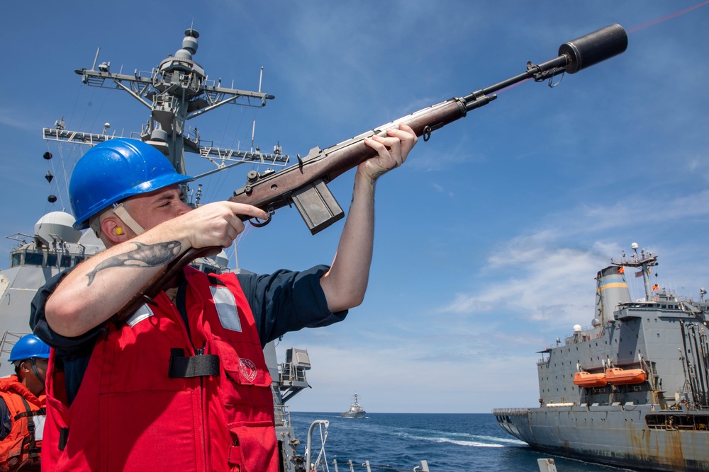 Bainbridge is operating as part of the Harry S. Truman Strike Group in the Atlantic Ocean in support of naval operations to maintain maritime stability and security in order to ensure access, deter aggression and defend U.S., allied and partner interests.