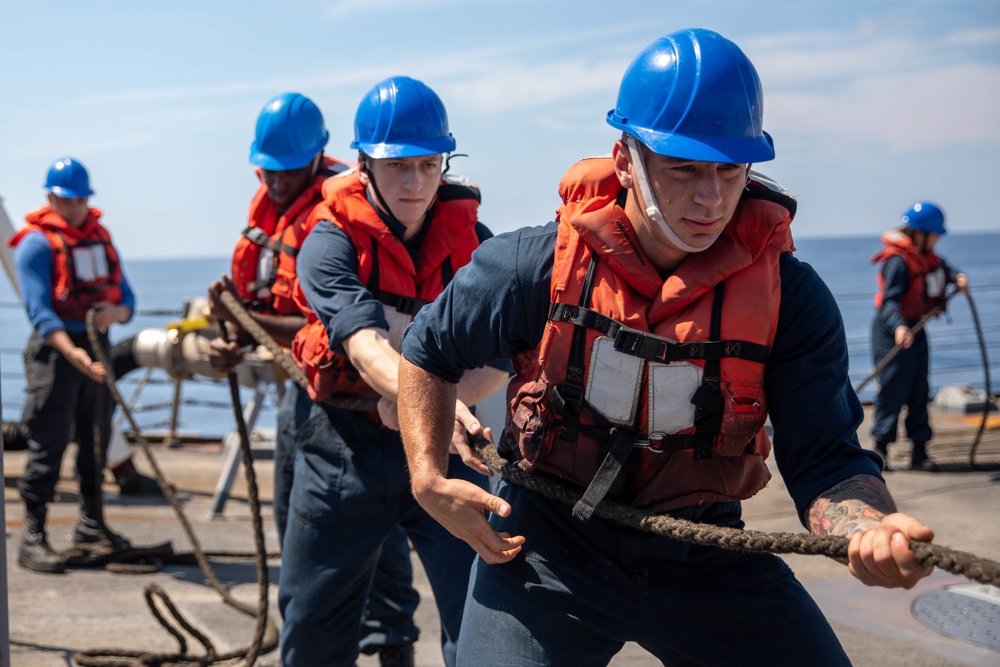 Bainbridge is operating as part of the Harry S. Truman Strike Group in the Atlantic Ocean in support of naval operations to maintain maritime stability and security in order to ensure access, deter aggression and defend U.S., allied and partner interests.