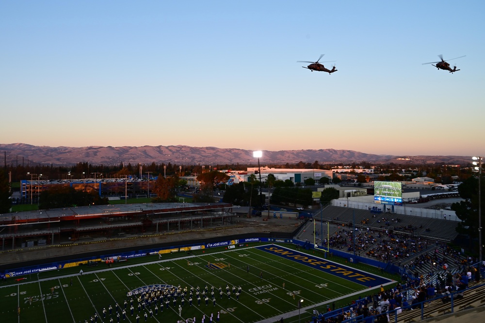 129th Rescue Squadron conducts flyover of San Jose State University football game