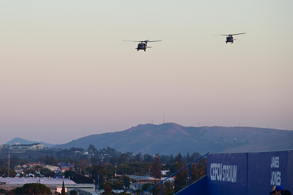 129th Rescue Squadron conducts flyover of San Jose State University football game