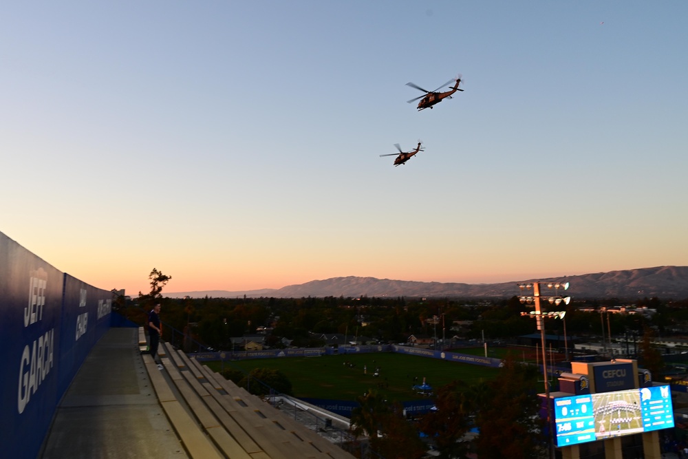 129th Rescue Squadron conducts flyover of San Jose State University football game