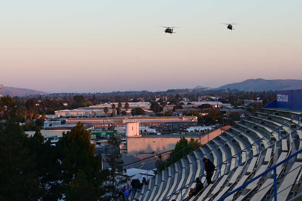 129th Rescue Squadron conducts flyover of San Jose State University football game