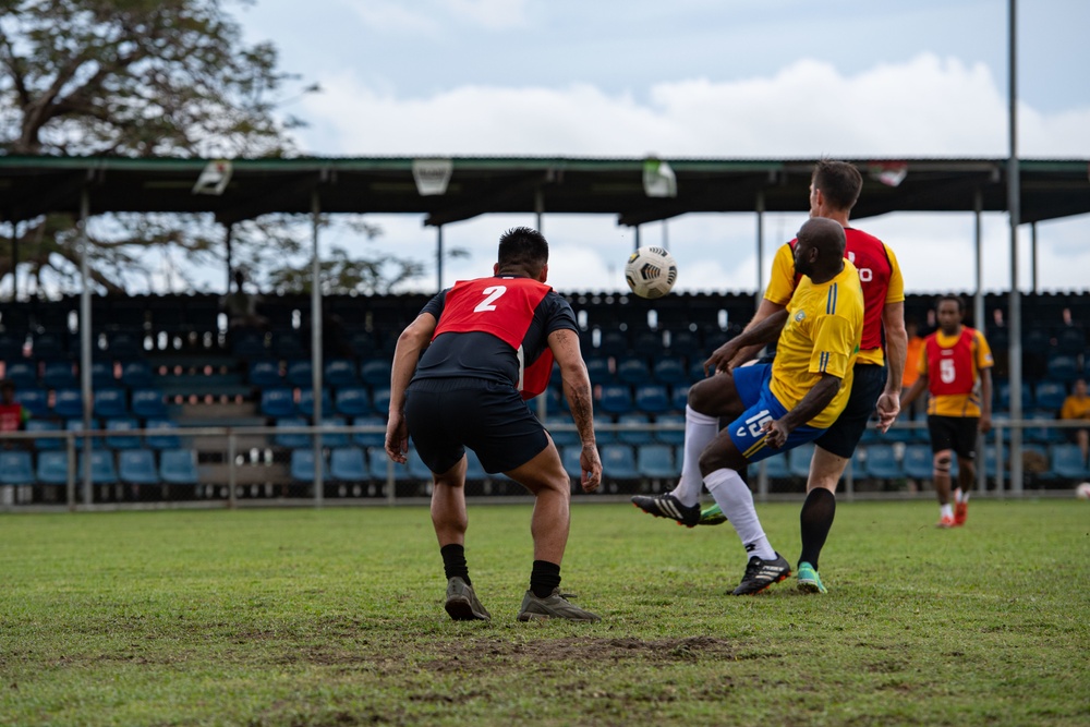 Pacific Partnership 2022 personnel compete against Solomon Islands national soccer team