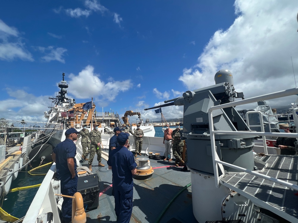 U.S. Navy members visit USCGC Joseph Gerczak (WPC 1126)