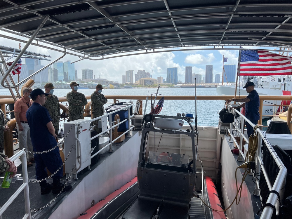 U.S. Navy members visit USCGC Joseph Gerczak (WPC 1126)