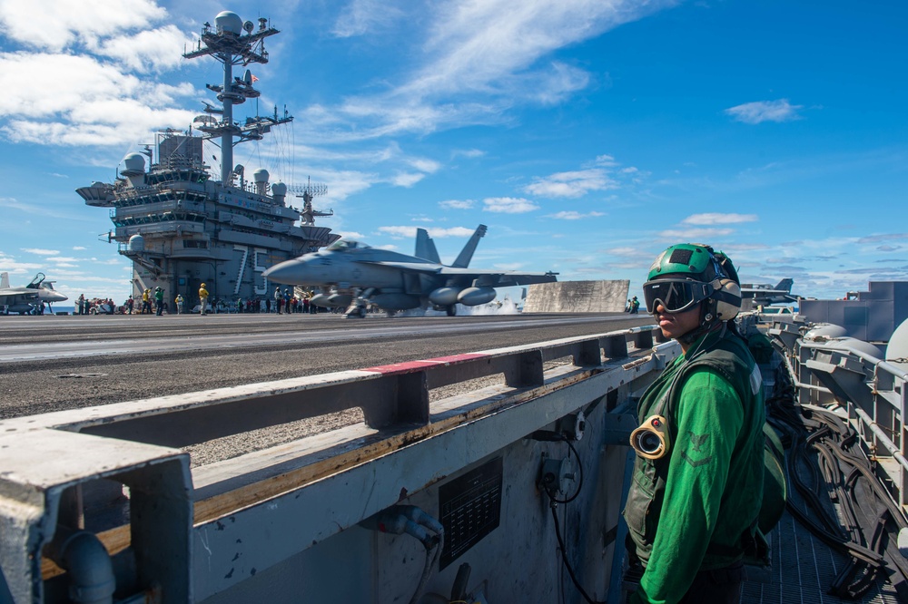 The Harry S. Truman Carrier Strike Group is operating in the Atlantic Ocean in support of naval operations to maintain maritime stability and security in order to ensure access, deter aggression and defend U.S., allied and partner interest.