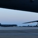 B-52H Stratofortress parked on the flight line during sunrise