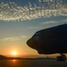B-52H Stratofortress parked on the flight line during sunrise