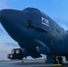 B-52H Stratofortress parked on the flight line during sunrise