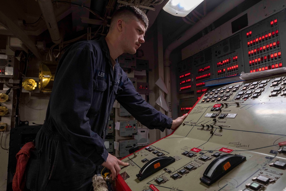 U.S. Navy Sailor Stands Watch During a Firefighting Drill