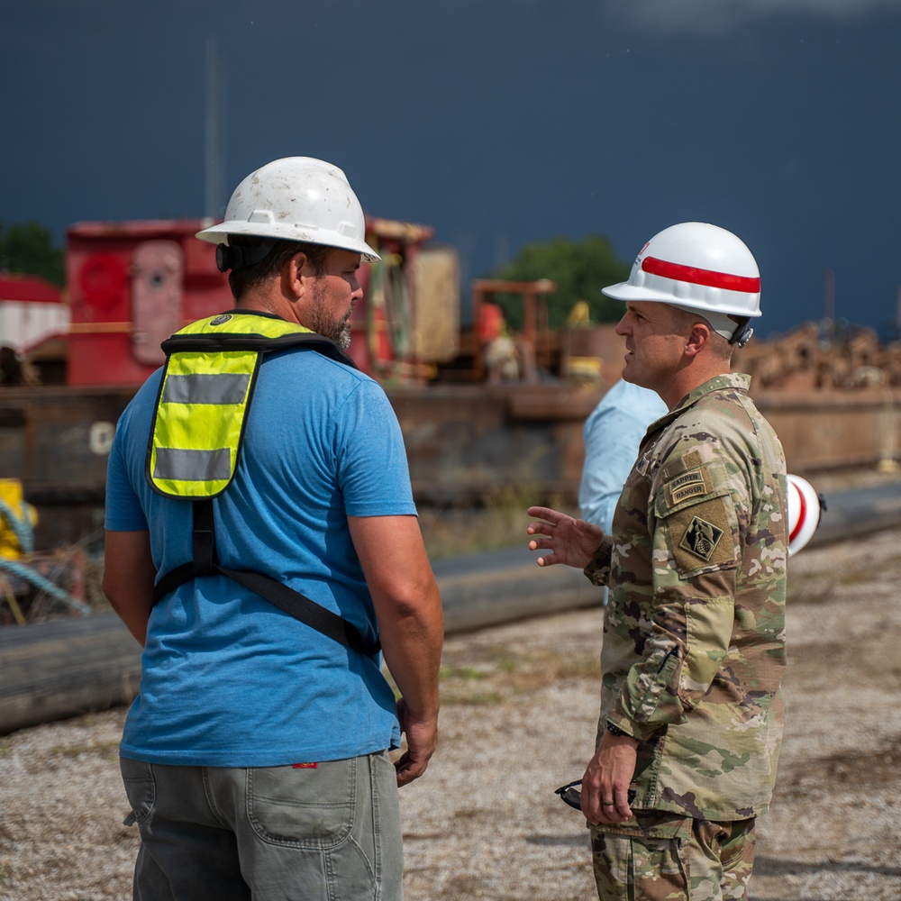 USACE Buffalo District Commander Lt. Col. Krug visits the Floating Plant crew in Fairport Harbor, Ohio