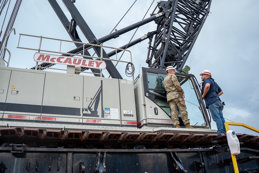 USACE Buffalo District Commander Lt. Col. Krug visits the Floating Plant crew in Fairport Harbor, Ohio