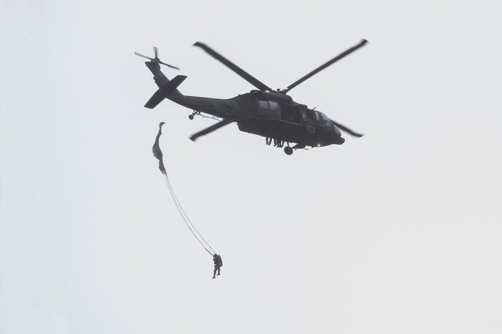 Air Force special warfare Airmen and Army aviators conduct airborne training in Alaska