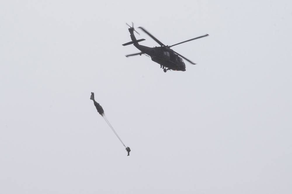 Air Force special warfare Airmen and Army aviators conduct airborne training in Alaska