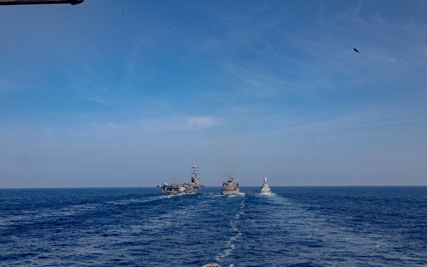 USS San Jacinto conducts replenishment at sea