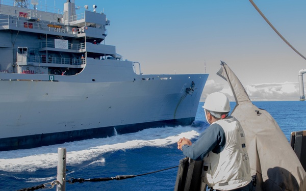 USS San Jacinto conducts replenishment at sea