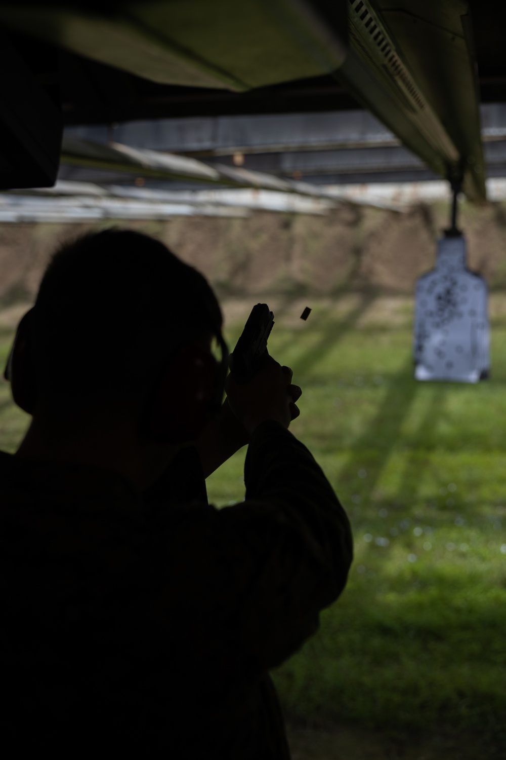 Marines at Marine Corps Air Station Beaufort conduct pistol qualification with the M18 service pistol