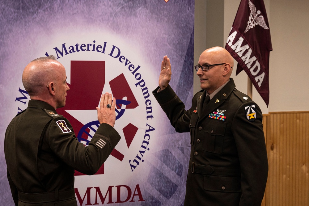 USAMMDA soldiers, family, friends gather for promotion ceremony