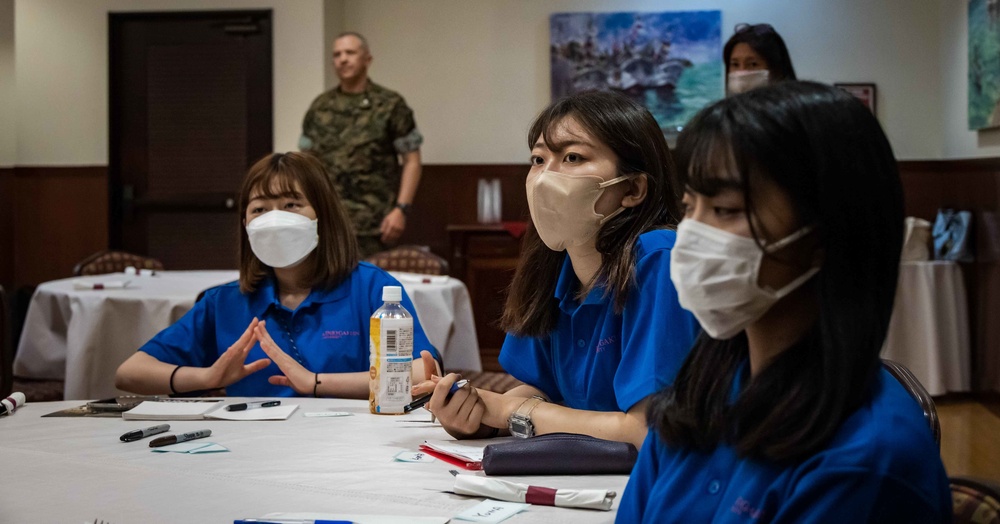 Japanese Students and US members participate in a women’s leadership panel in the US military