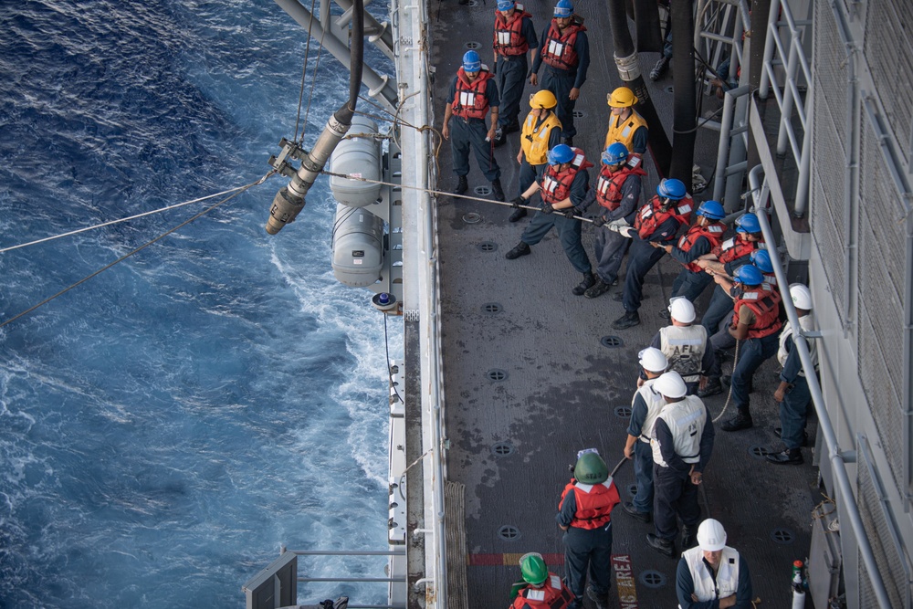Sailors Assigned to USS America (LHA 6) Conduct Fueling-at-Sea