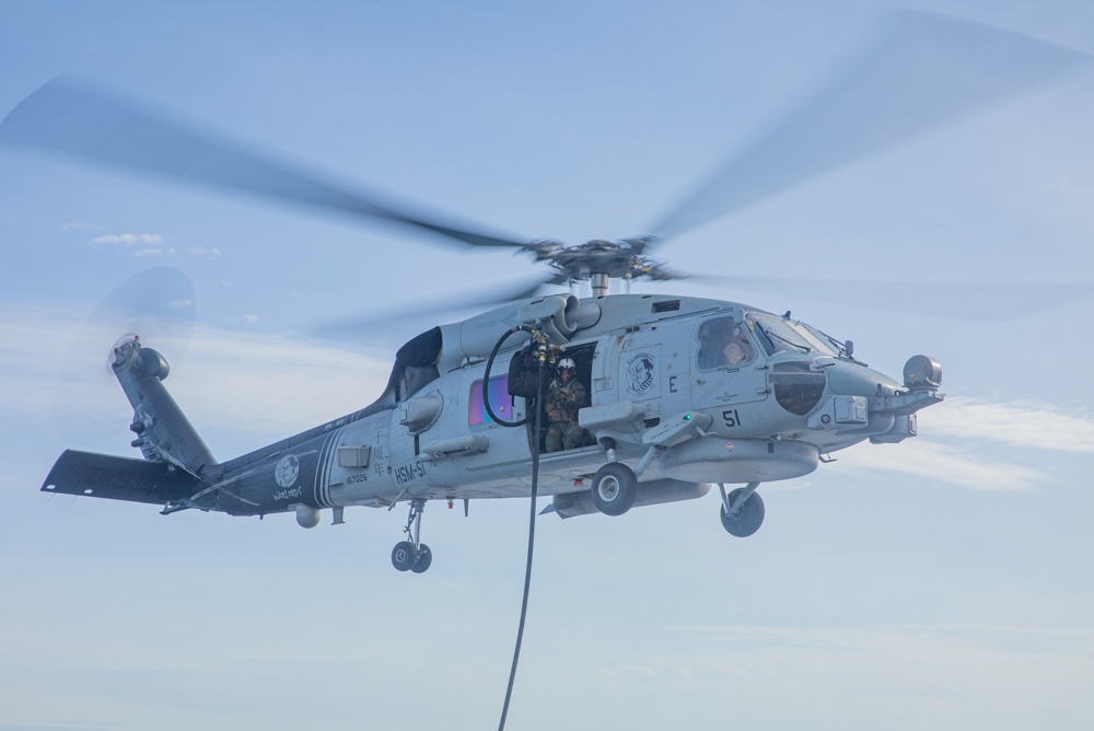 USS Antietam (CG 54) Helicopter In-Flight Refueling And Vertical Replenishment