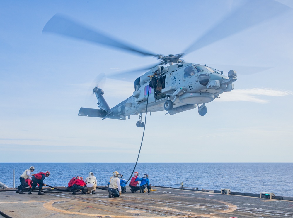 USS Antietam (CG 54) Helicopter In-Flight Refueling And Vertical Replenishment