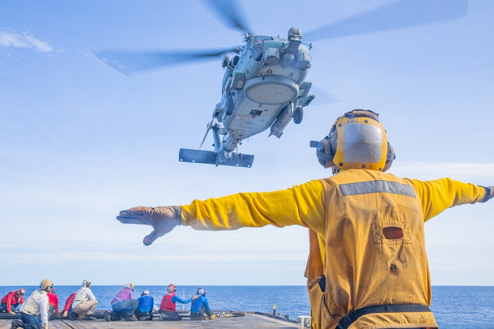 USS Antietam (CG 54) Helicopter In-Flight Refueling And Vertical Replenishment