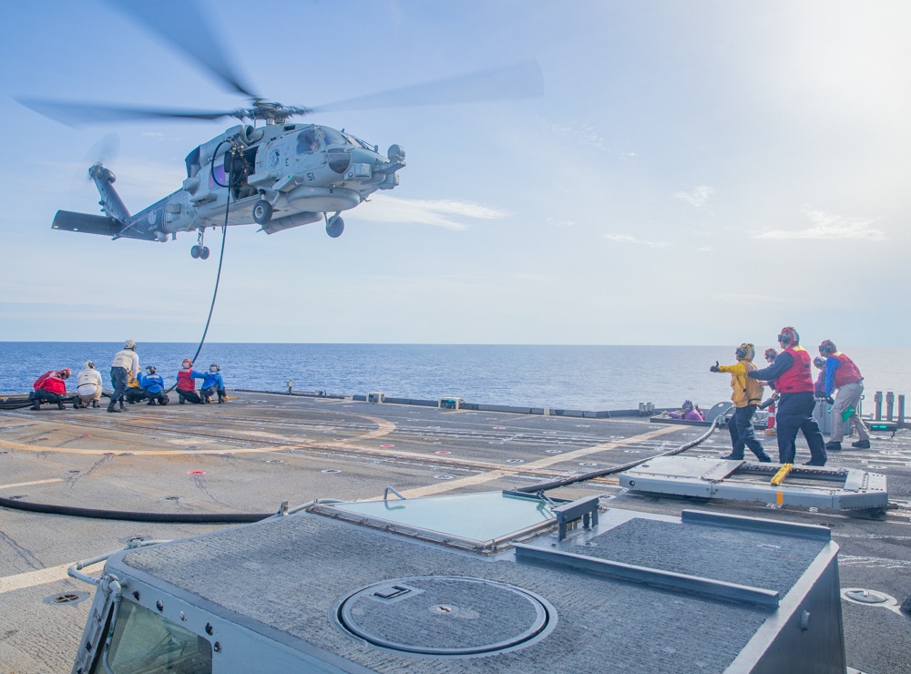 USS Antietam (CG 54) Helicopter In-Flight Refueling And Vertical Replenishment