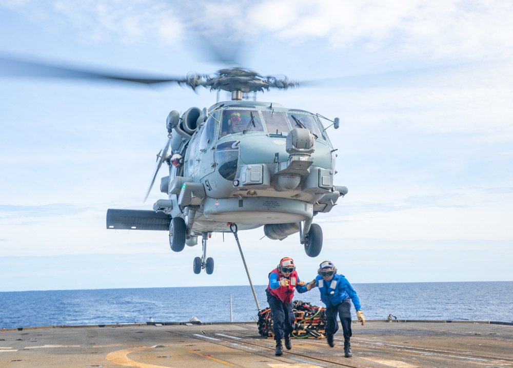 USS Antietam (CG 54) Helicopter In-Flight Refueling And Vertical Replenishment