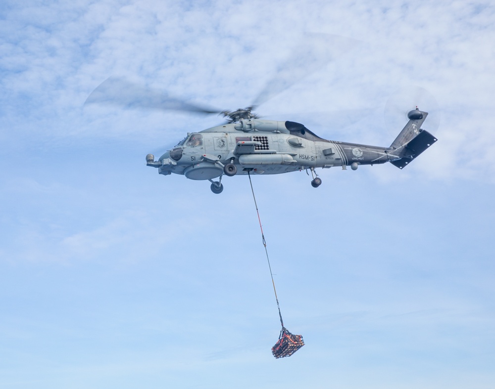 USS Antietam (CG 54) Helicopter In-Flight Refueling And Vertical Replenishment